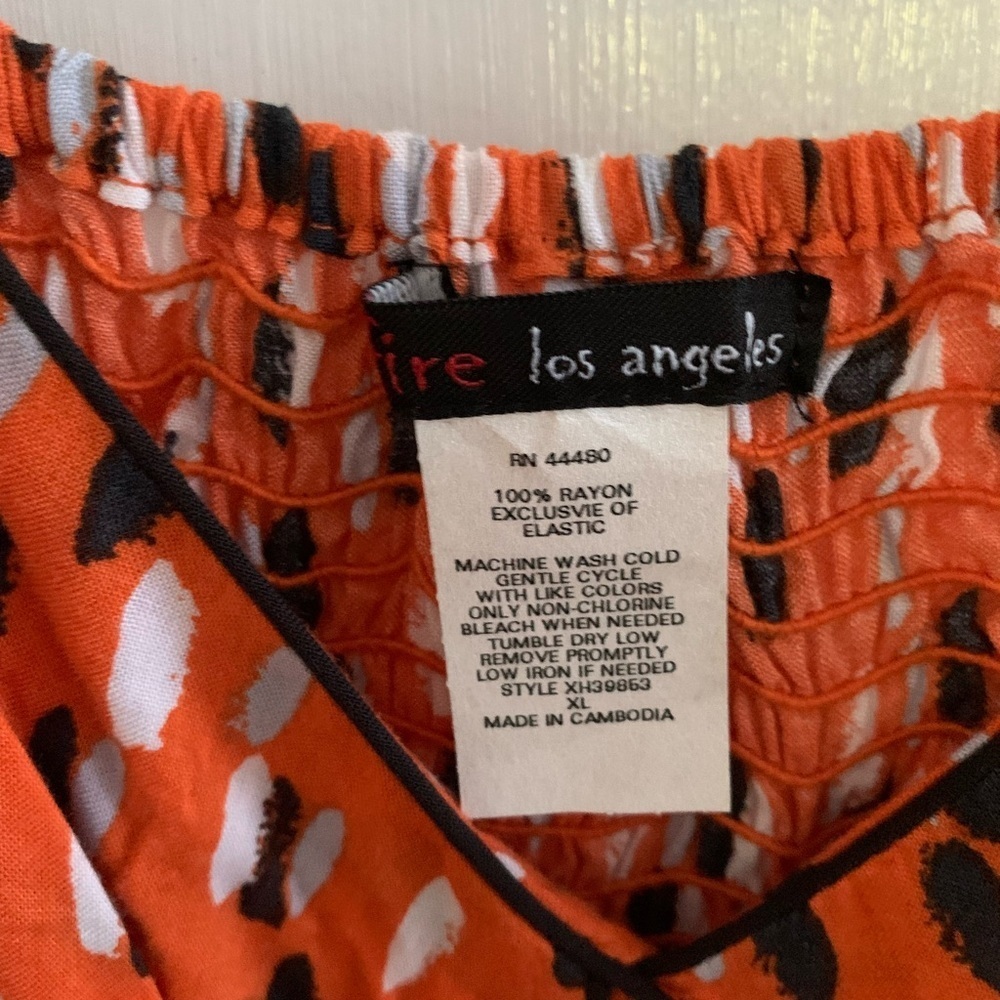 Orange Confetti Mini Slip Dress with Smocked Backing Sundress Y2K XL - Picture 2 of 8